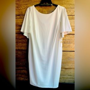 White Shawl collard dress. Size 16W. Calvin Klein.